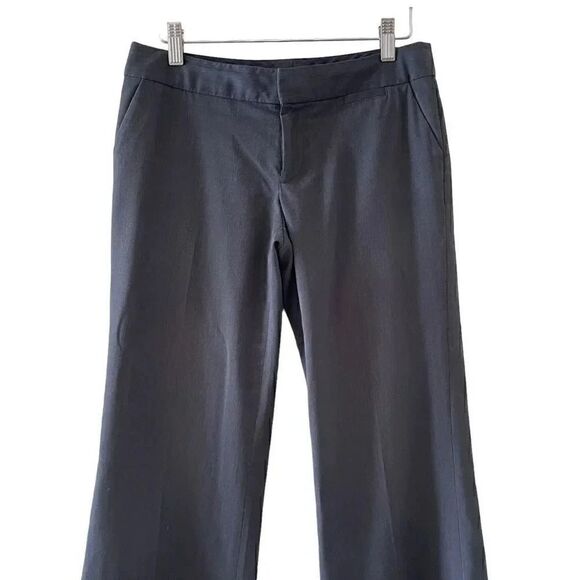 Banana Republic Black Stripes Flat Front Straight Wide Leg Slacks Career Office - Picture 2 of 11